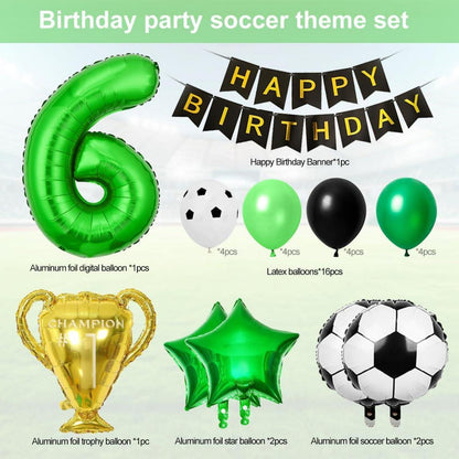 Fußball Luftballon Set 6. Geburtstag Dekoration Trophäe