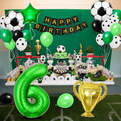 Fußball Geburtstagsdeko Set Luftballon Folienballons 6 Jahre Grün