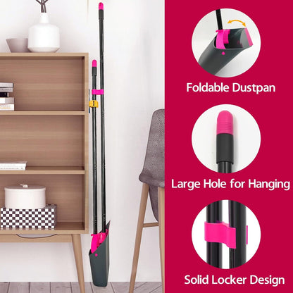Besen Kehrschaufel Set 137cm Langem Stiel Kammzähnen Innen Haus Garten