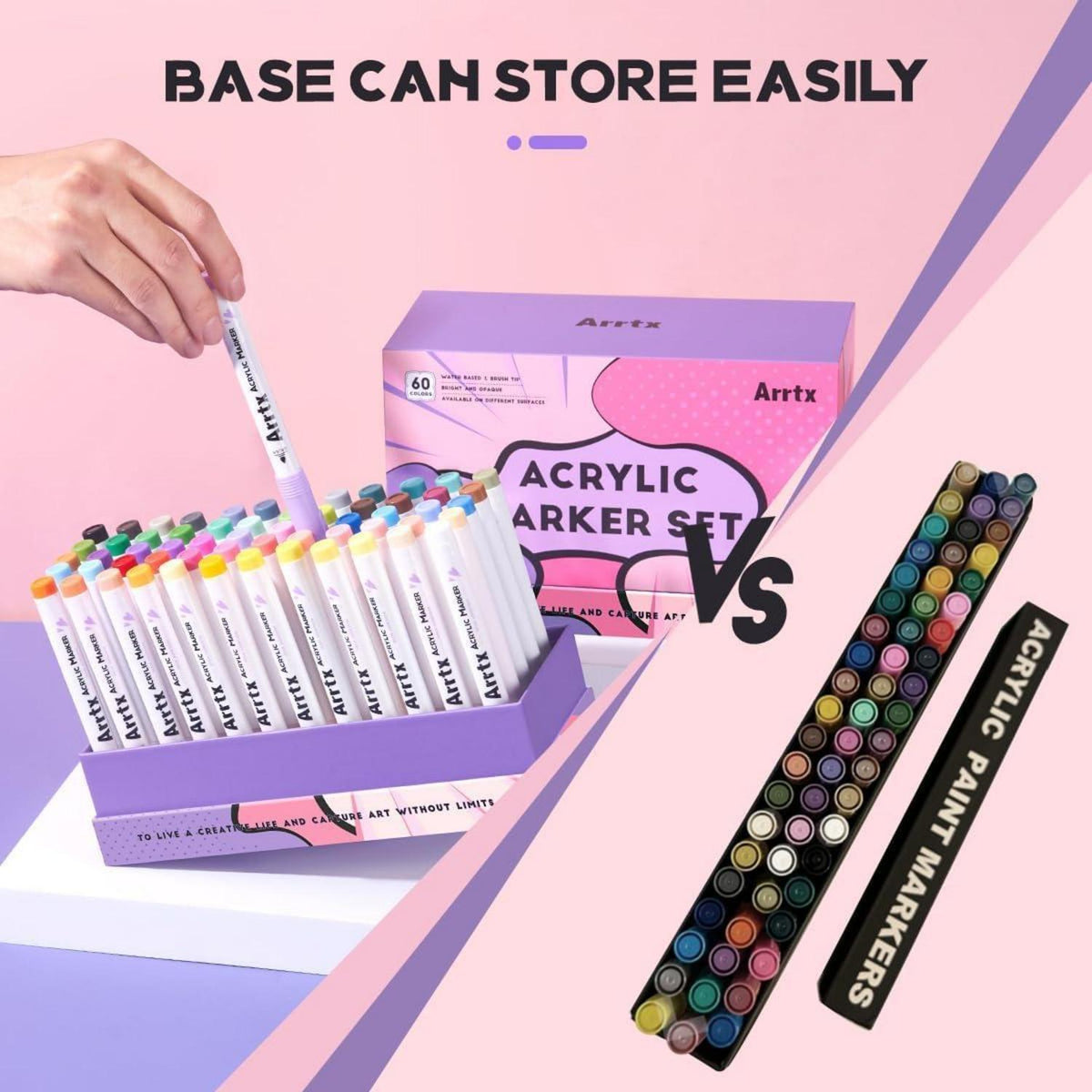 Acrylmarker Stift-Set 60 Farben | Wasserfest, Pinselspitze, DIY