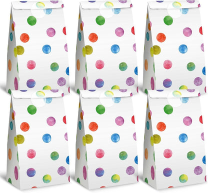 24er Pack Papiertüten Aufkleber Regenbogen Punkte Kindergeburtstag