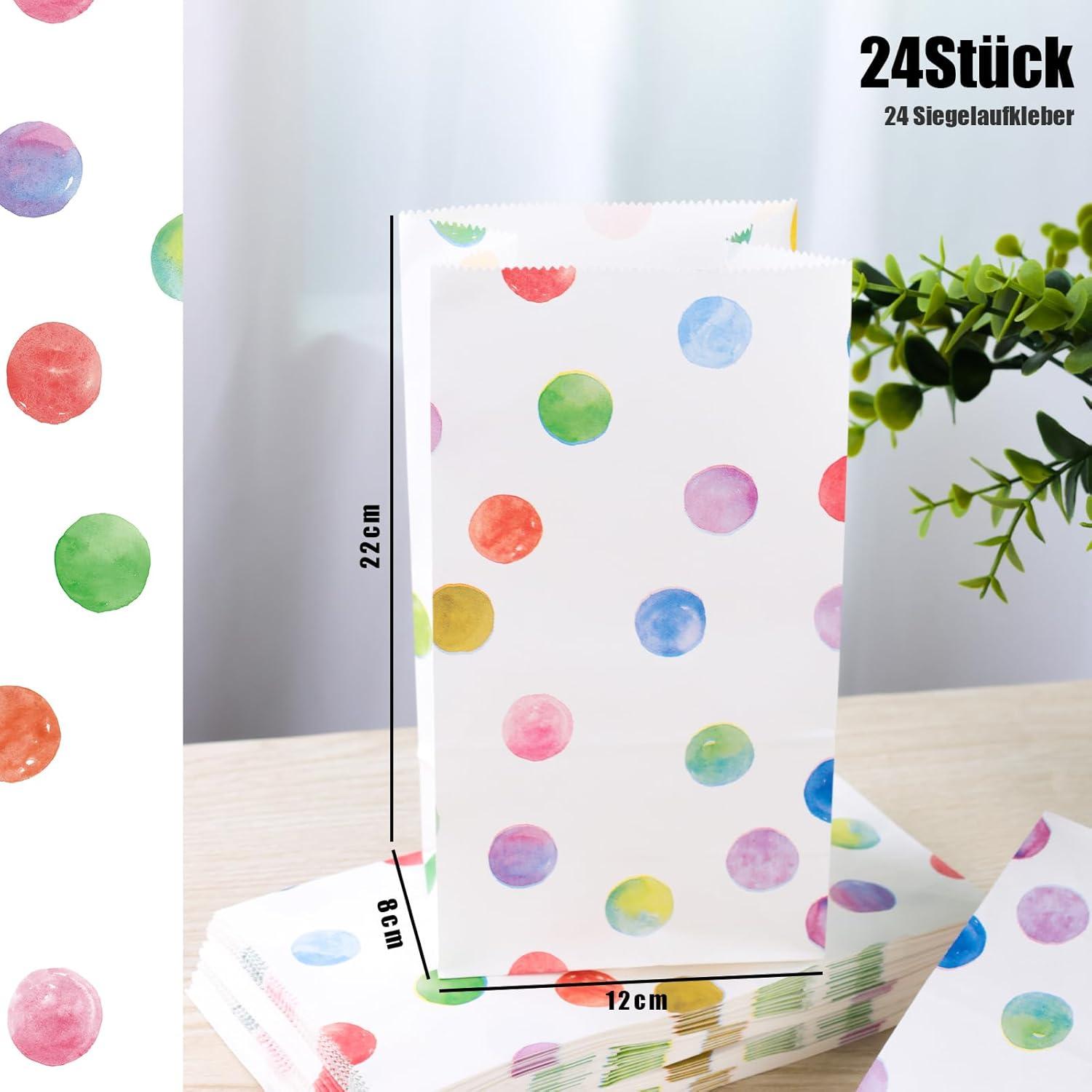 Kraftpapiertüten mit Aufkleber 24 Stück - Geschenktüten