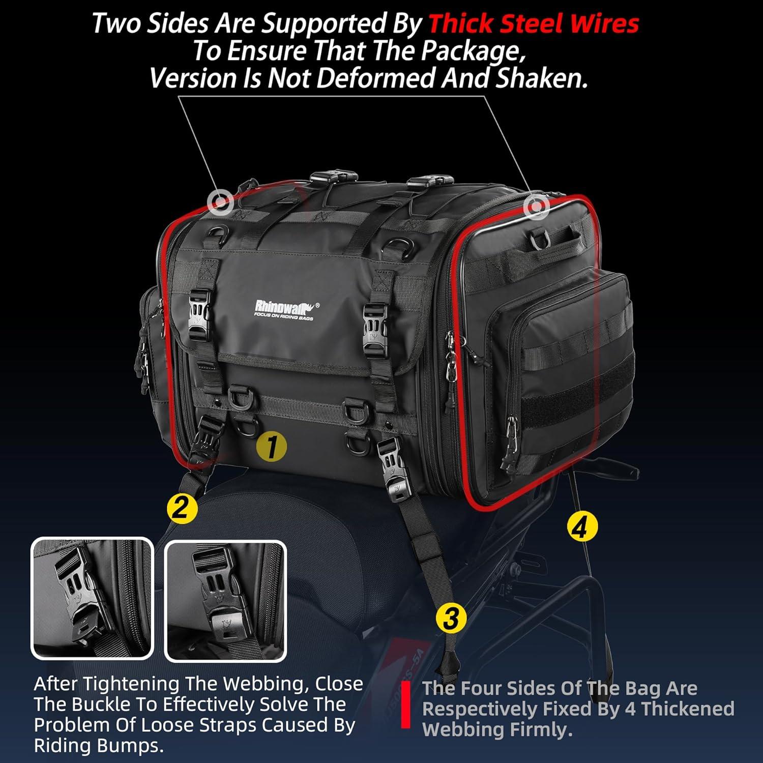 Motorrad Sitztasche 80L Wasserdicht Rücksitztasche Gepäcktasche