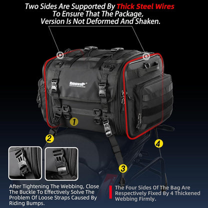 Motorrad Sitztasche 80L Wasserdicht Rücksitztasche Gepäcktasche