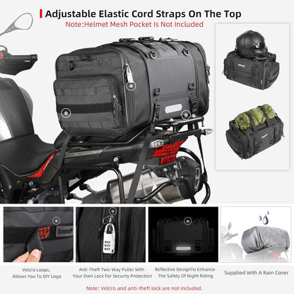 Motorrad Sitztasche Wasserdicht 60-80L Erweiterbar Schwarz