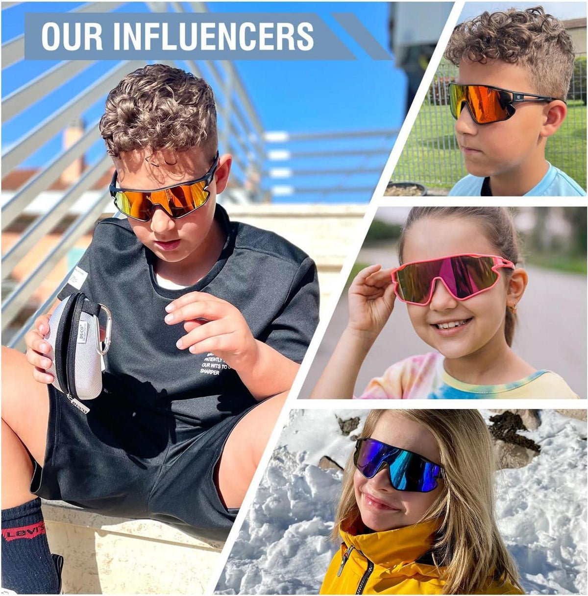 DUCO Kinder Sportsonnenbrille UV400 Baseball Leicht TR90 Rahmen DK268