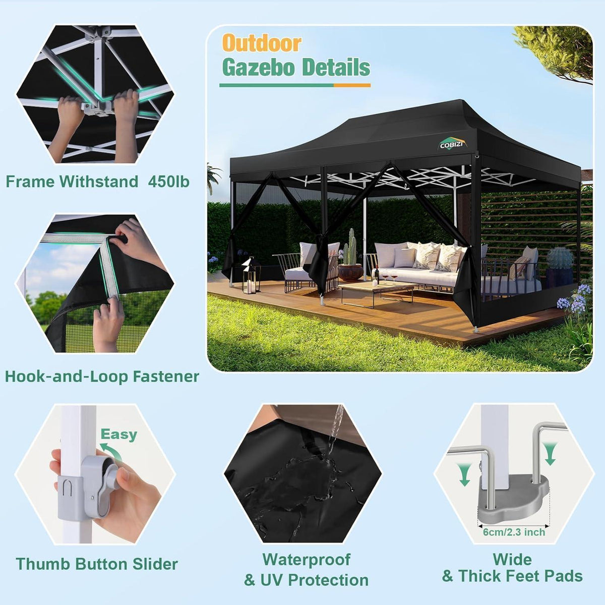 Faltpavillon 3x6 – Wasserdicht, UV-Schutz & Seitenwände