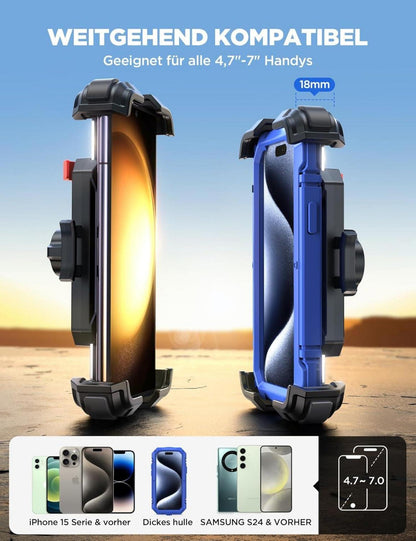 Handyhalterung Fahrrad Motorrad Universal iPhone Samsung 4,7-7 Zoll