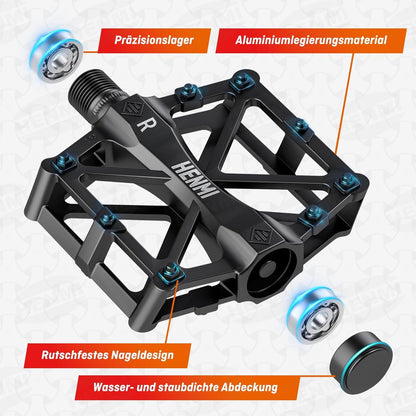 Fahrradpedale Aluminium MTB 9/16 Zoll rutschfest breit für