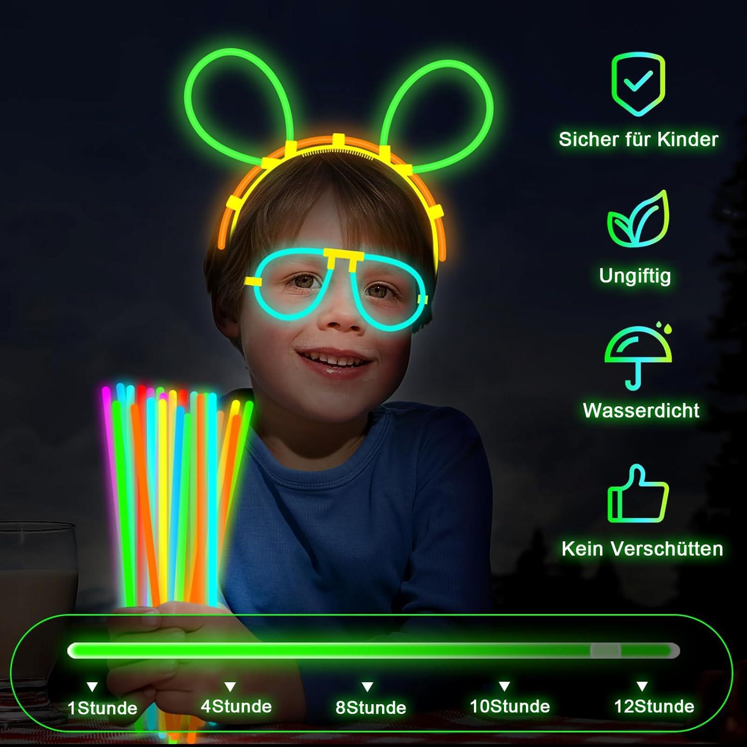 Knicklichter Party Pack für Kinder, 378 Leuchtstäbe Halloween Set