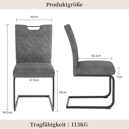 Esszimmerstühle 2er Set – Grau, Schwingstuhl, Komfortabel