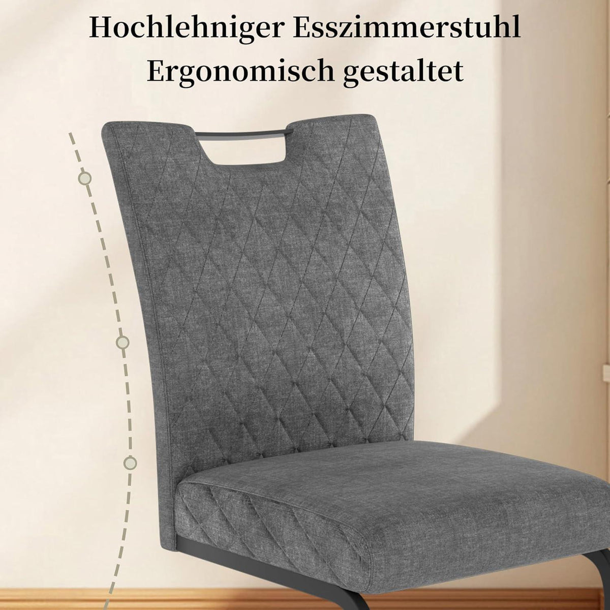 Esszimmerstühle 2er Set – Grau, Schwingstuhl, Komfortabel