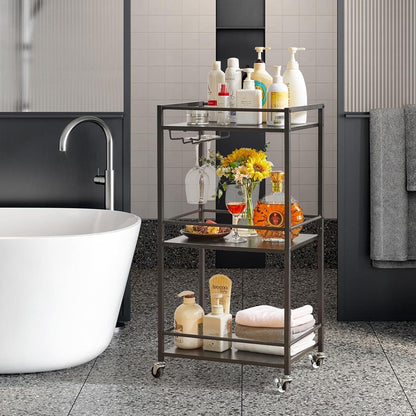 Servierwagen Barwagen 3-Etagen Weinhalter Glashalter Mini-Bar für