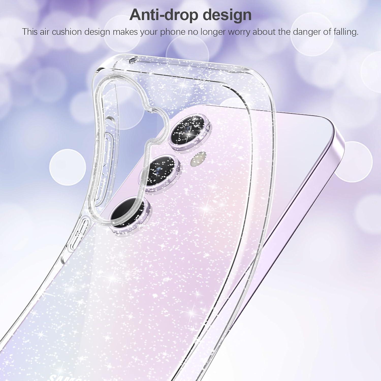 Glitzer Handyhülle Samsung Galaxy A35 5G Hülle Transparent Silikon Case Schutzfolie