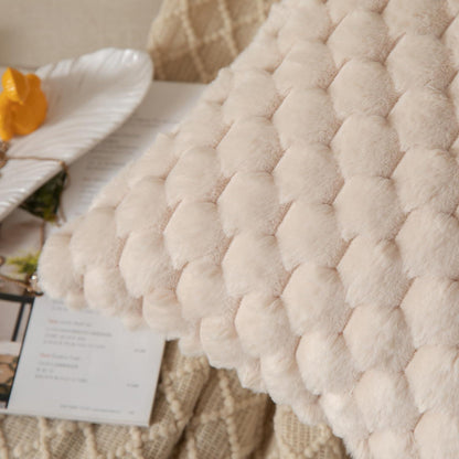 2x Plüsch Kissenbezug 45x45 cm – Beige Wollsamt Dekokissen