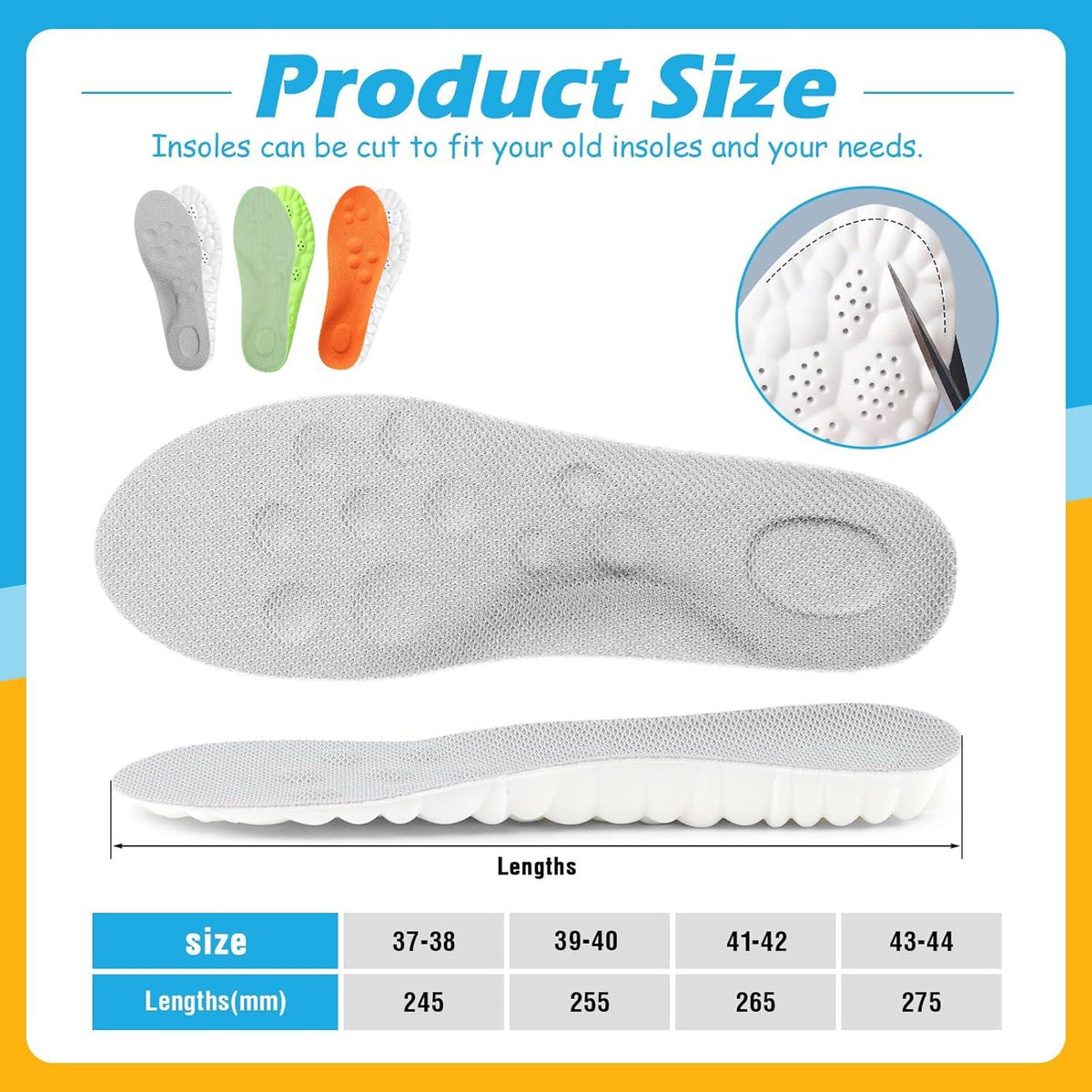Orthopädische Memory Foam Einlegesohlen 3 Paar Schuhe 41-42 EU