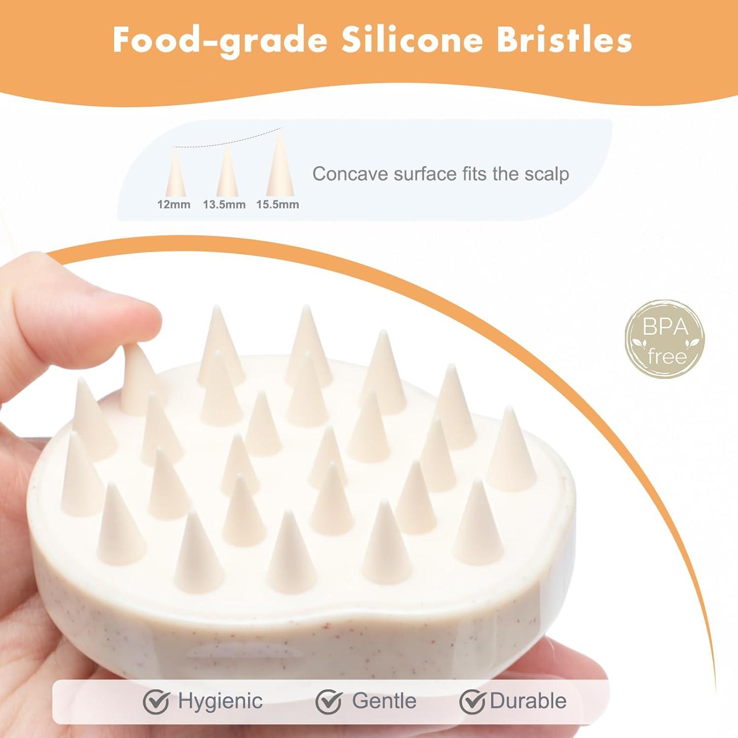 Silikon Kopfhaut Massagebürste 2-stücke für Haarwachstum & Pflege, Nass & Trocken, Mintgrün & Beige