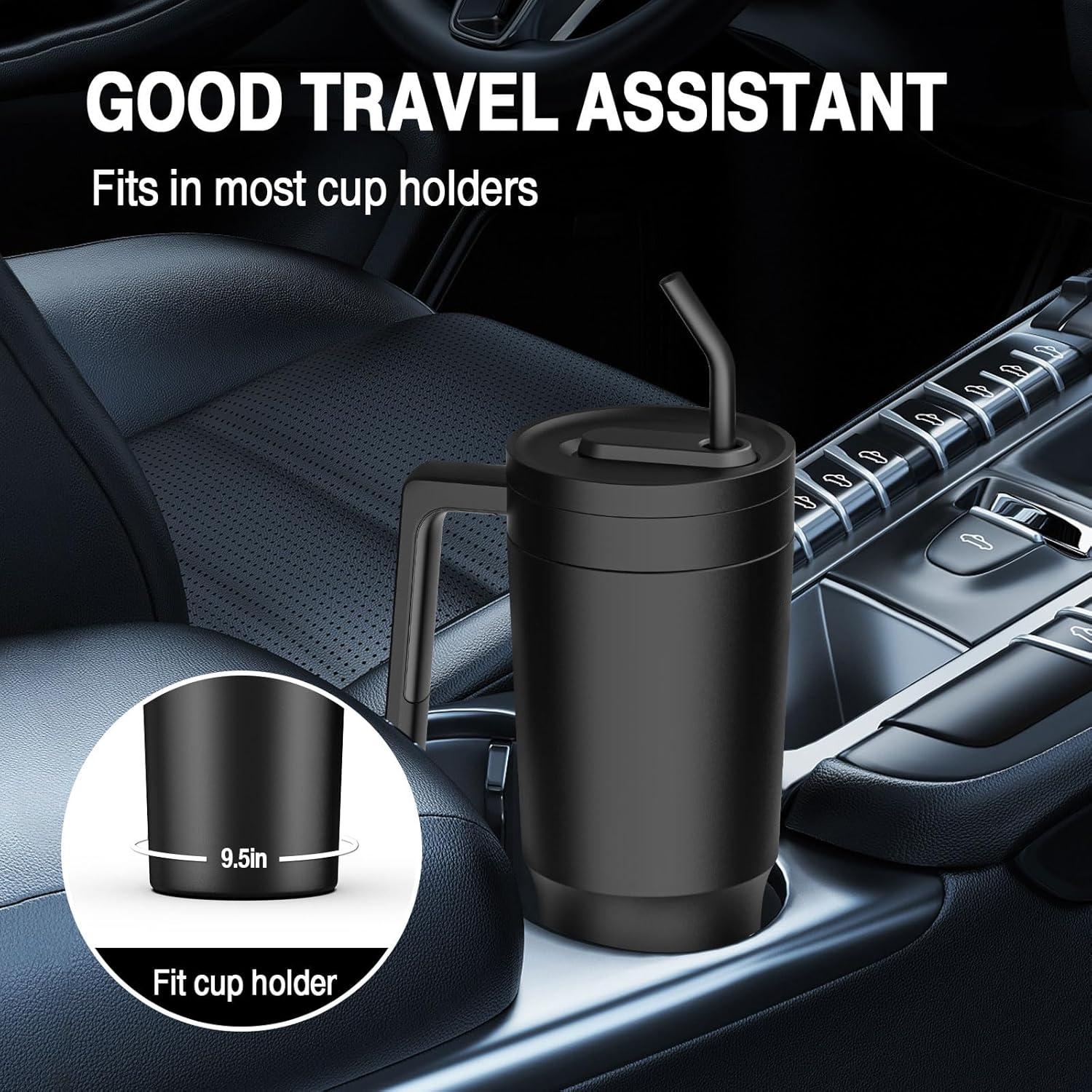 CS COSDDI 40oz Thermobecher mit Strohhalm und Griff - Edelstahl Autobecher Tumbler - Doppelwandig Isolierbecher - Auslaufsicher