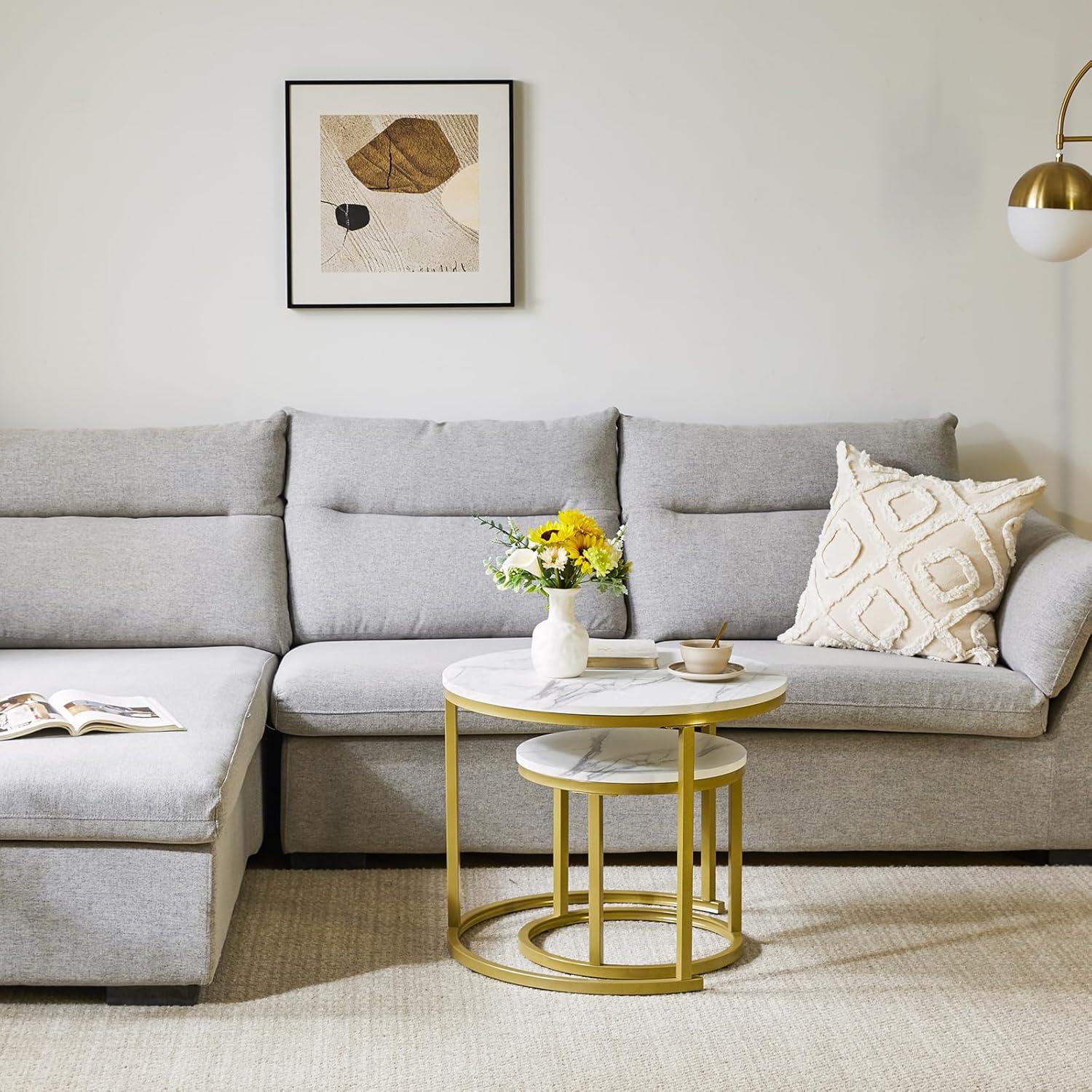 Runder Nisttisch 2er Set Wohnzimmer Schlafzimmer Beistelltisch