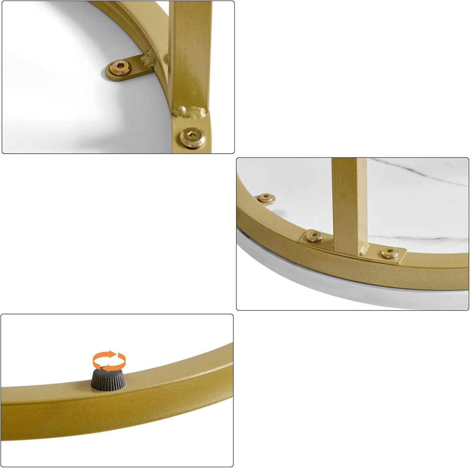 Runder Beistelltisch-Set in Weiß und Gold für Wohnzimmer & Schlafzimmer