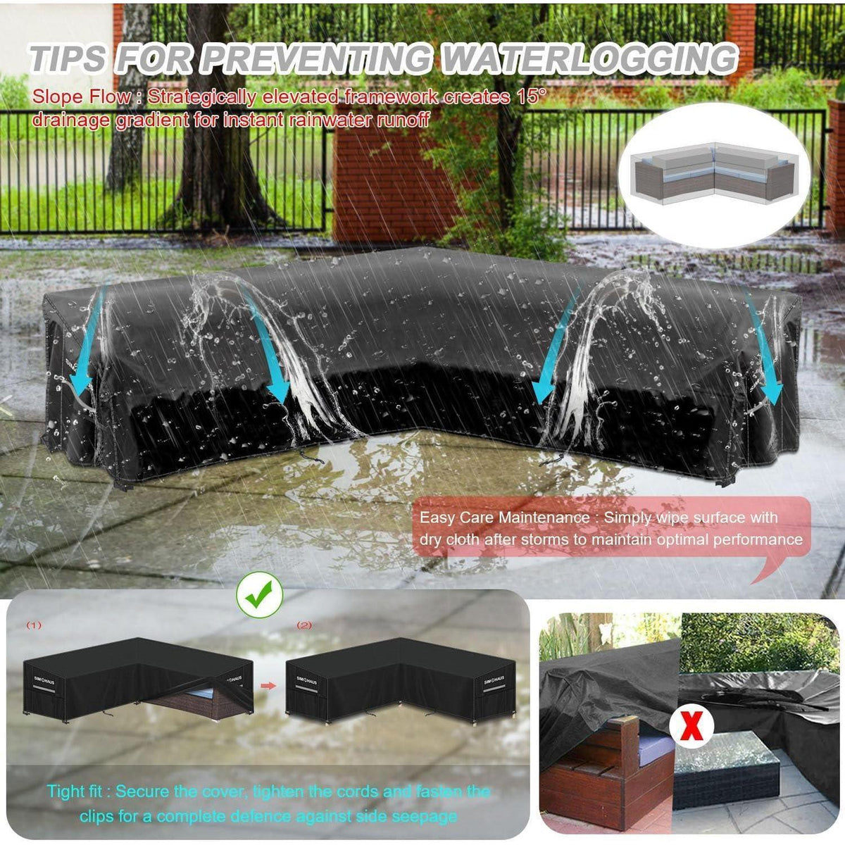 Wasserdichte Schutzhülle für V-Form Lounge Sofa – Gartenmöbel Abdeckung