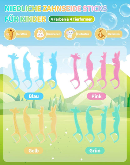 160er Kinder Zahnseide Sticks in Tierformen, bunte Farben