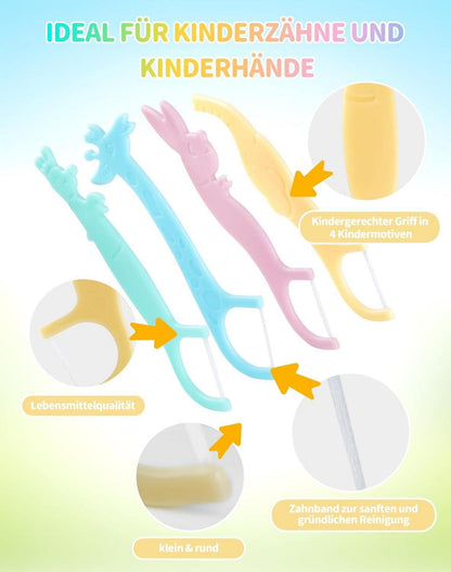 160er Zahnseide Sticks Kinder Floss Kids Dental floss bunt 4 Tierformen