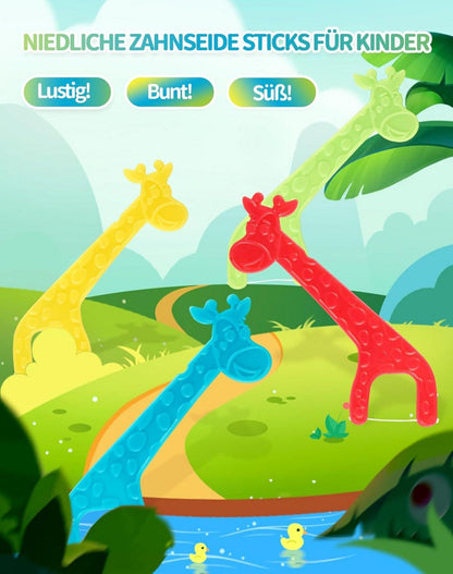 Kinder Zahnseide Sticks 160er Set mit Reisebox Giraffe