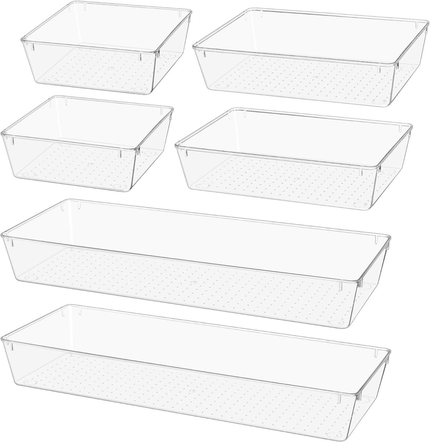 Transparente Schubladen Organizer 6er Set, Acryl Sortierkästen 3