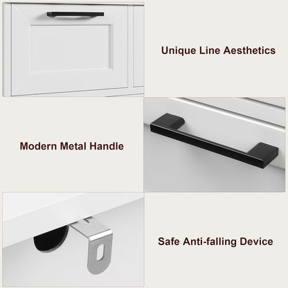 Weiß 2er-Set Kommode mit 6 Schubladen – Schlafzimmer Sideboard