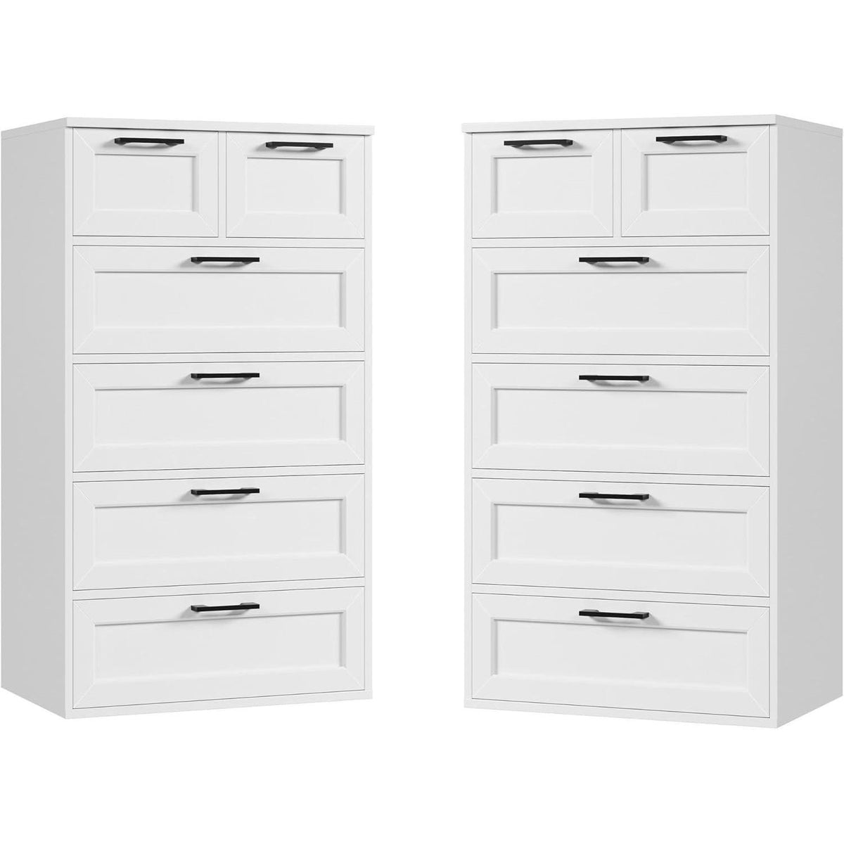 Weiß 2er-Set Kommode mit 6 Schubladen – Schlafzimmer Sideboard