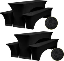 2er-Set Schwarze Elastische Biertischhussen Wasserdicht 220x50x70cm