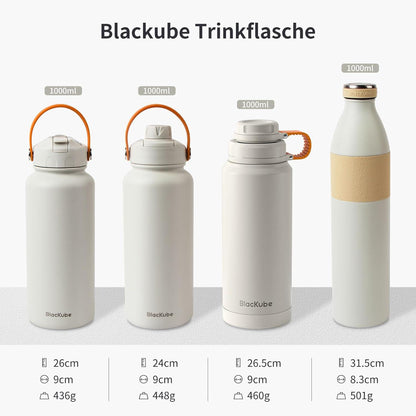 Isolierte Edelstahl Trinkflasche BPA-frei Auslaufsicher 1L 500ml