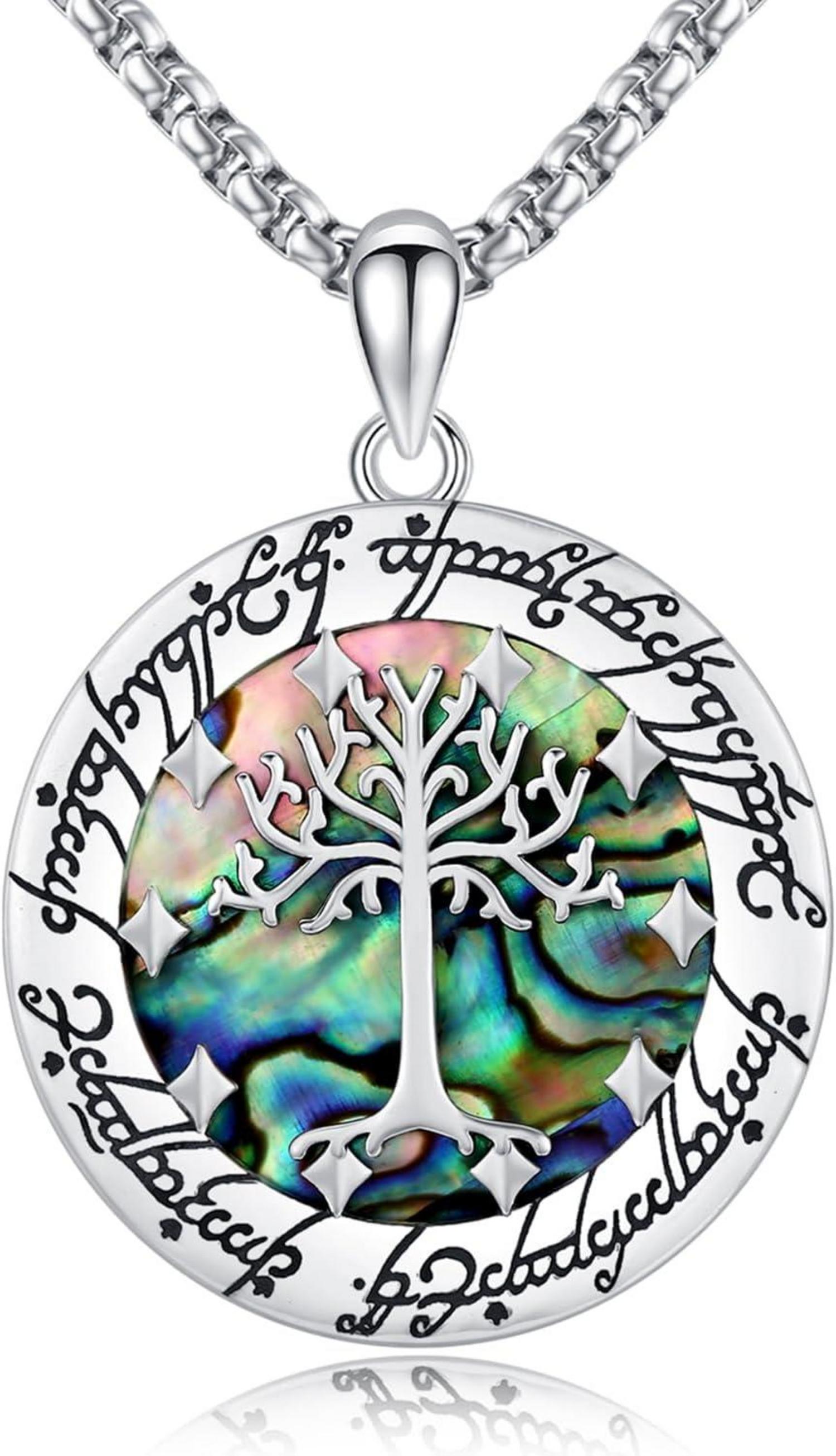 Abalone Kette 925 Sterling Silber Baum Gondor Anhänger Halskette