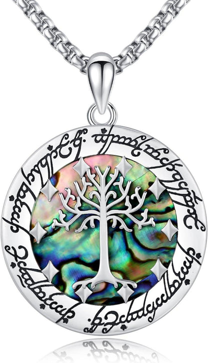 Abalone Kette 925 Sterling Silber Baum Gondor Anhänger Halskette