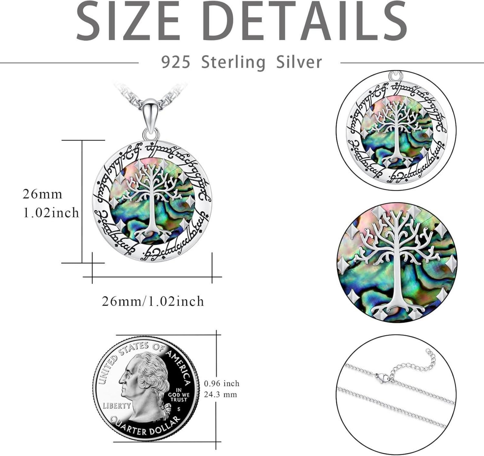 Abalone Kette 925 Sterling Silber Baum Gondor Anhänger Halskette