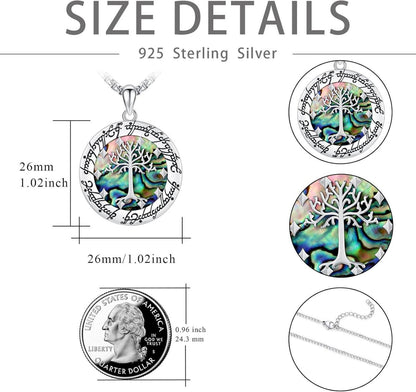 Abalone Kette 925 Sterling Silber Baum Gondor Anhänger Halskette