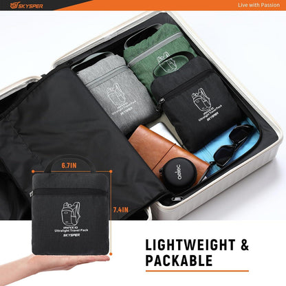 Faltbarer Rucksack 10L Ultraleicht Tagesrucksack Schwarz Wandern Outdoor