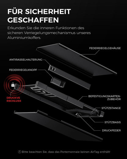 RFID Slim Wallet mit Münzfach aus Aluminium | Schwarz