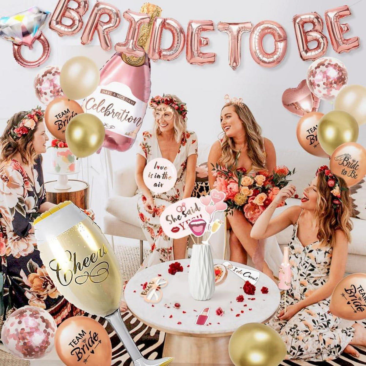 Bride to be Deko Rosegold JGA Junggesellenabschied Accessoires Frauen