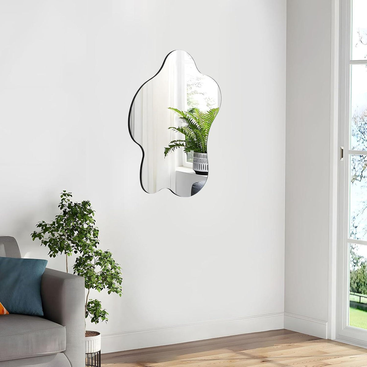 Asymmetrischer Wandspiegel 58x70cm – Rahmenlos & Dekorativ