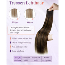 Echthaar Tressen Braun Balayage 60cm – Zum Einnähen & Stylen