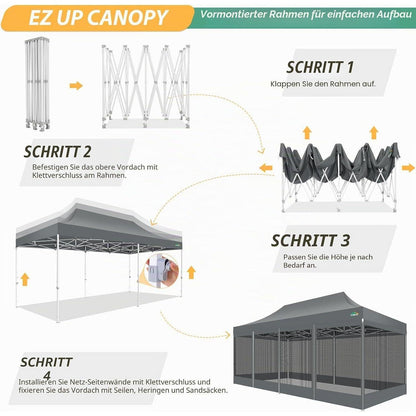 Faltpavillon 3x6m – Wasserdicht, UV-Schutz & Seitenwände