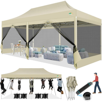 Faltpavillon 3x6m – Wasserdicht, UV-Schutz & Mesh-Seitenwände
