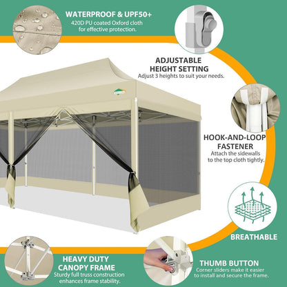Faltpavillon 3x6m – Wasserdicht, UV-Schutz & Mesh-Seitenwände