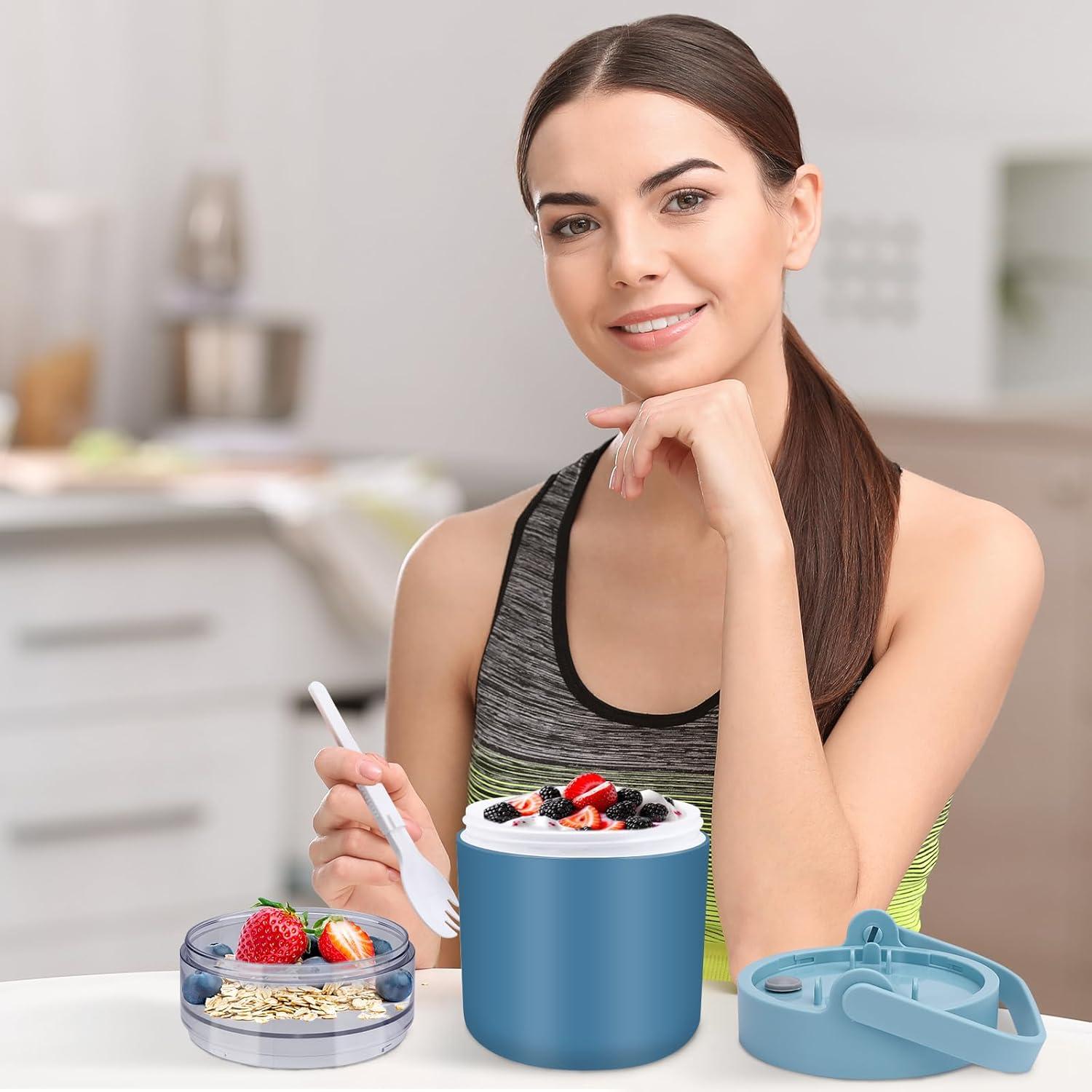 Müslibecher to go 570ml+160ml, Auslaufsicherer Joghurtbecher mit