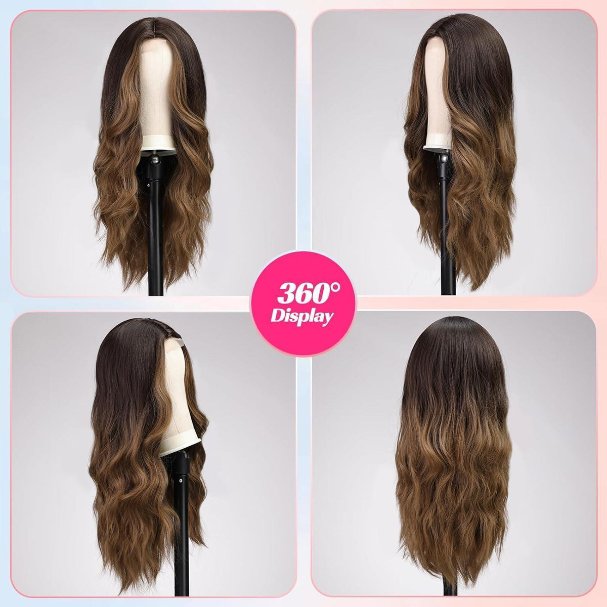 Lange braun-blonde Ombre Wellenperücke mit Lace Front 26 Zoll