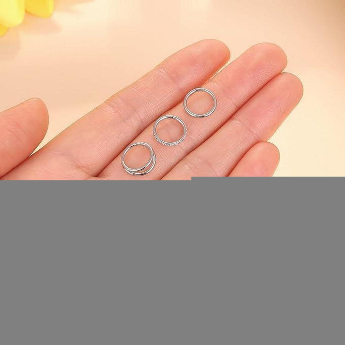 3er Set Nasenpiercing Ringe 316L Chirurgenstahl mit Zirkonia, 7-10mm