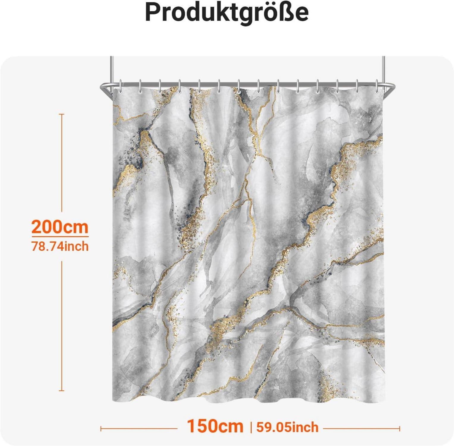 Duschvorhang Marmor 150x200cm Antischimmel Textil mit Ösen