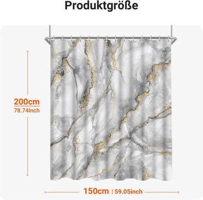 Duschvorhang Marmor 150x200cm Antischimmel Textil mit Ösen